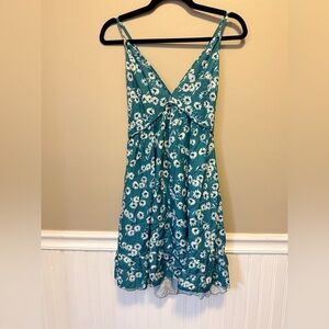 Cupshe Teal Floral Mini Dress with White Flowers